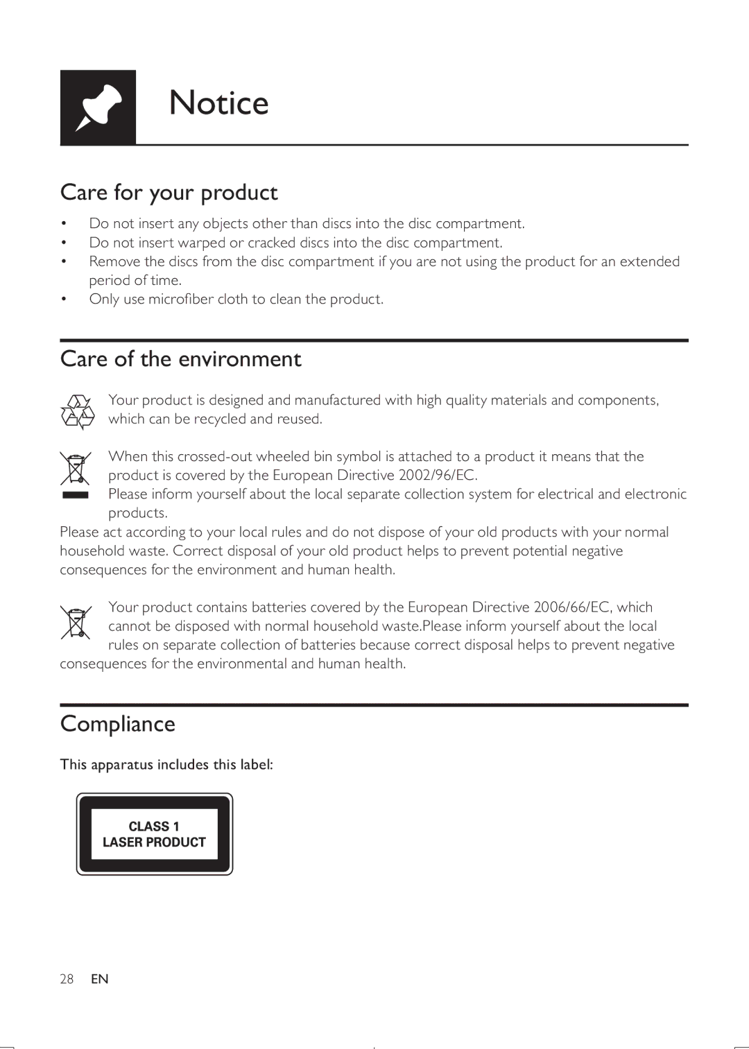 Philips DVP3888K user manual Care for your product, Care of the environment, Compliance 