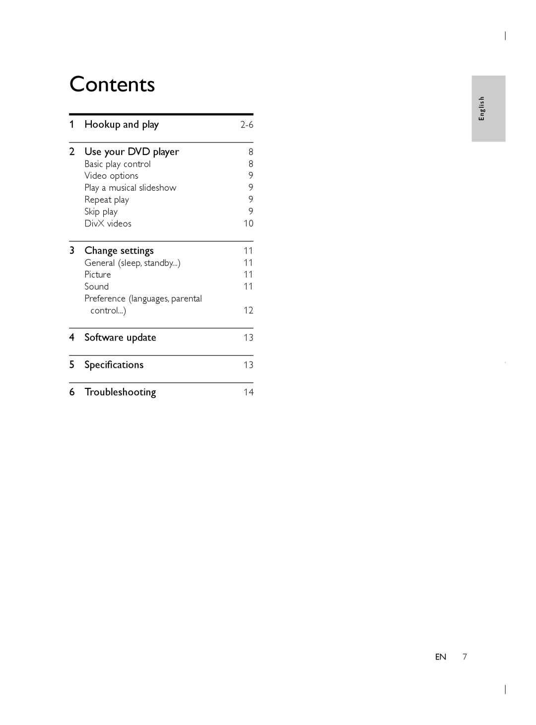 Philips DVP3950 user manual Contents 