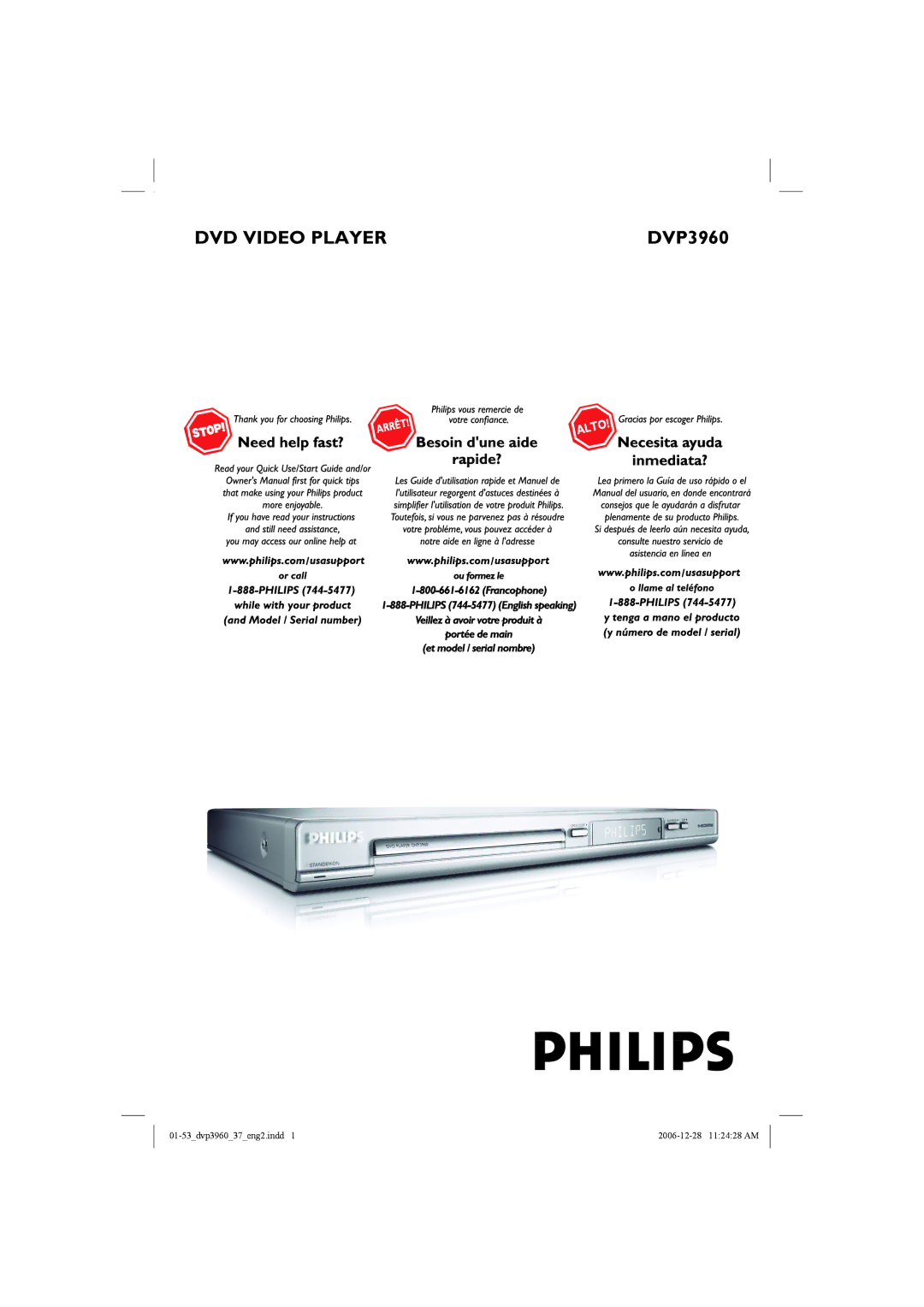 Philips DVP3960 manual DVD Video Player 