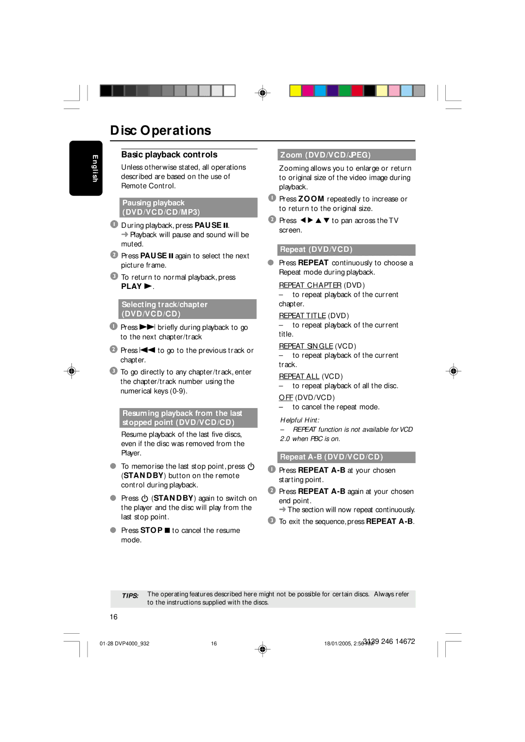 Philips DVP4000 user manual Play B 