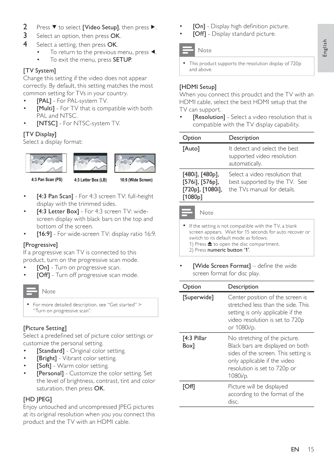 Philips DVP4320 user manual 6HOHFWDGLVSOD\IRUPDW, FxvwrplhWkhShuvrqdoVhwwlqj, HD Jpeg, Glvf 