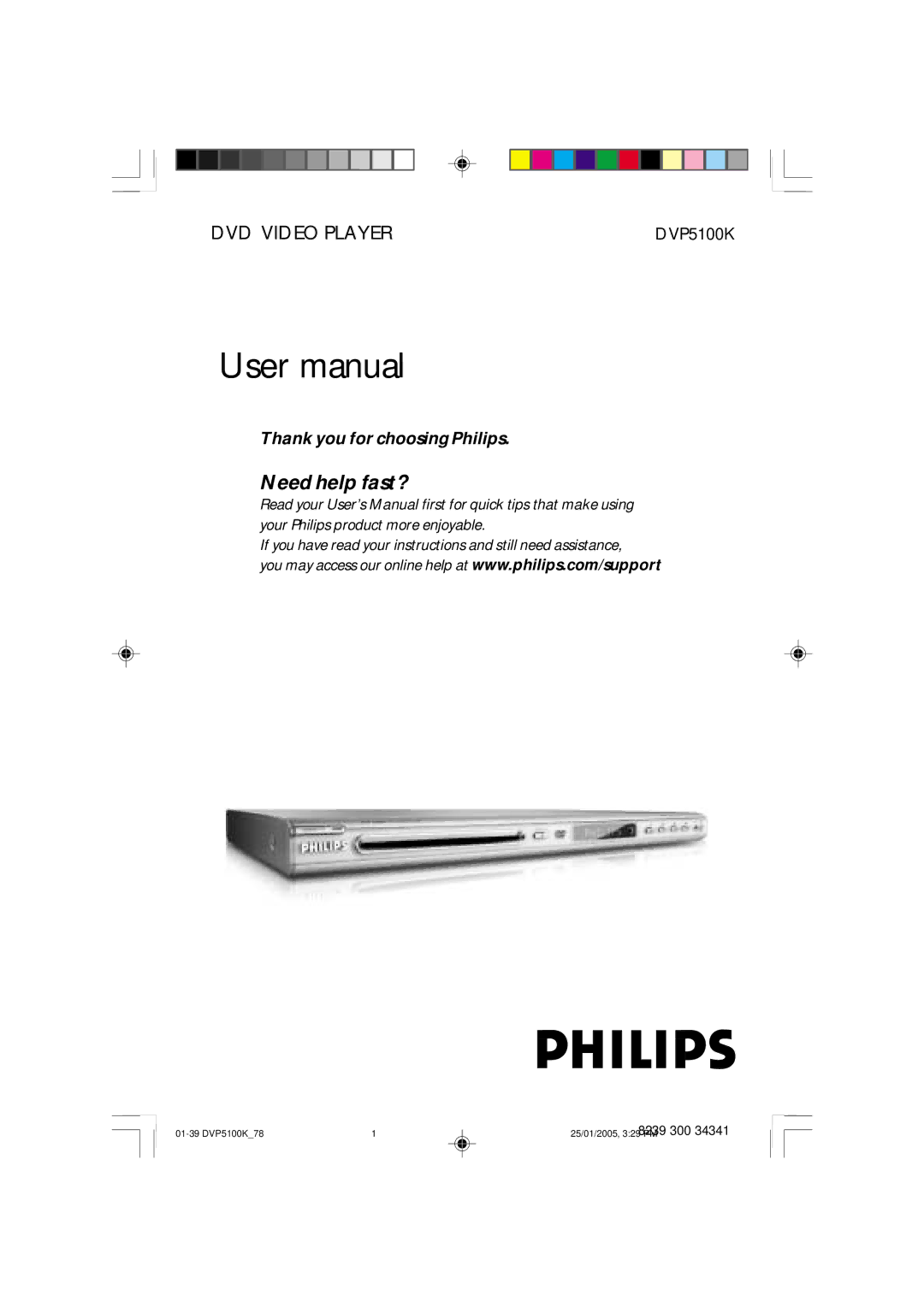 Philips DVP5100K user manual Need help fast?, 8239 300 