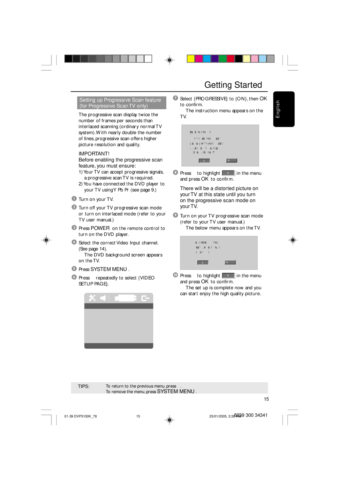 Philips DVP5100K user manual For Progressive Scan TV only 