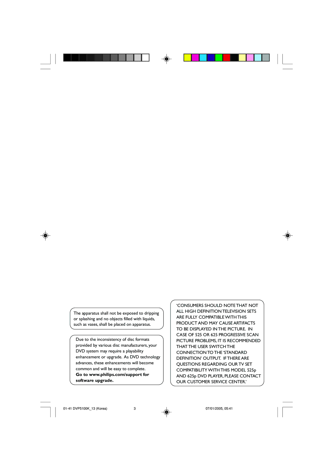 Philips DVP5100K/13 user manual 01-41 DVP5100K13 Korea 07/01/2005 