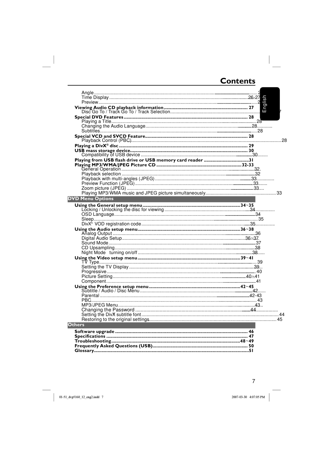 Philips DVP5160 user manual DVD Menu Options, Others 