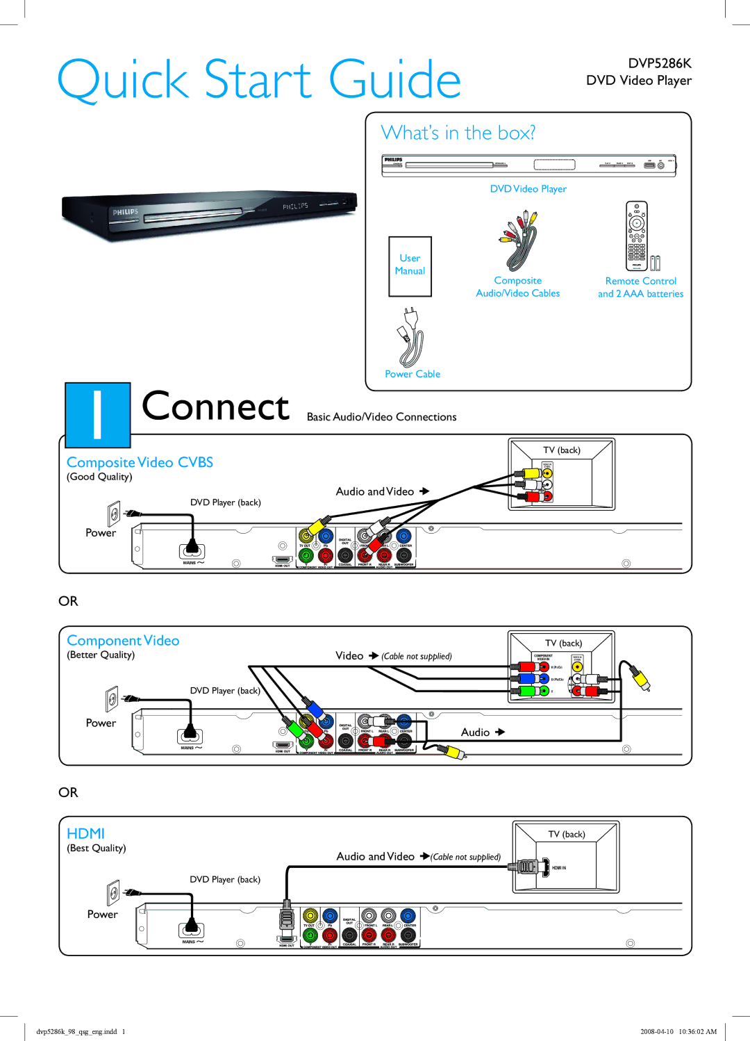 Philips DVP5286K/98 quick start Quick Start Guide, What’s in the box? 