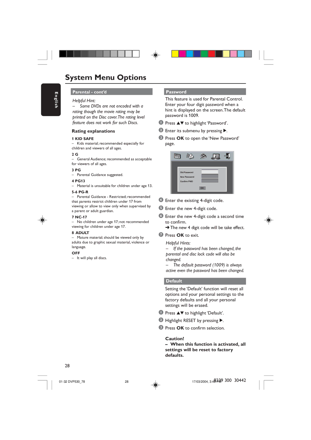 Philips DVP530 manual Rating explanations, KID Safe 