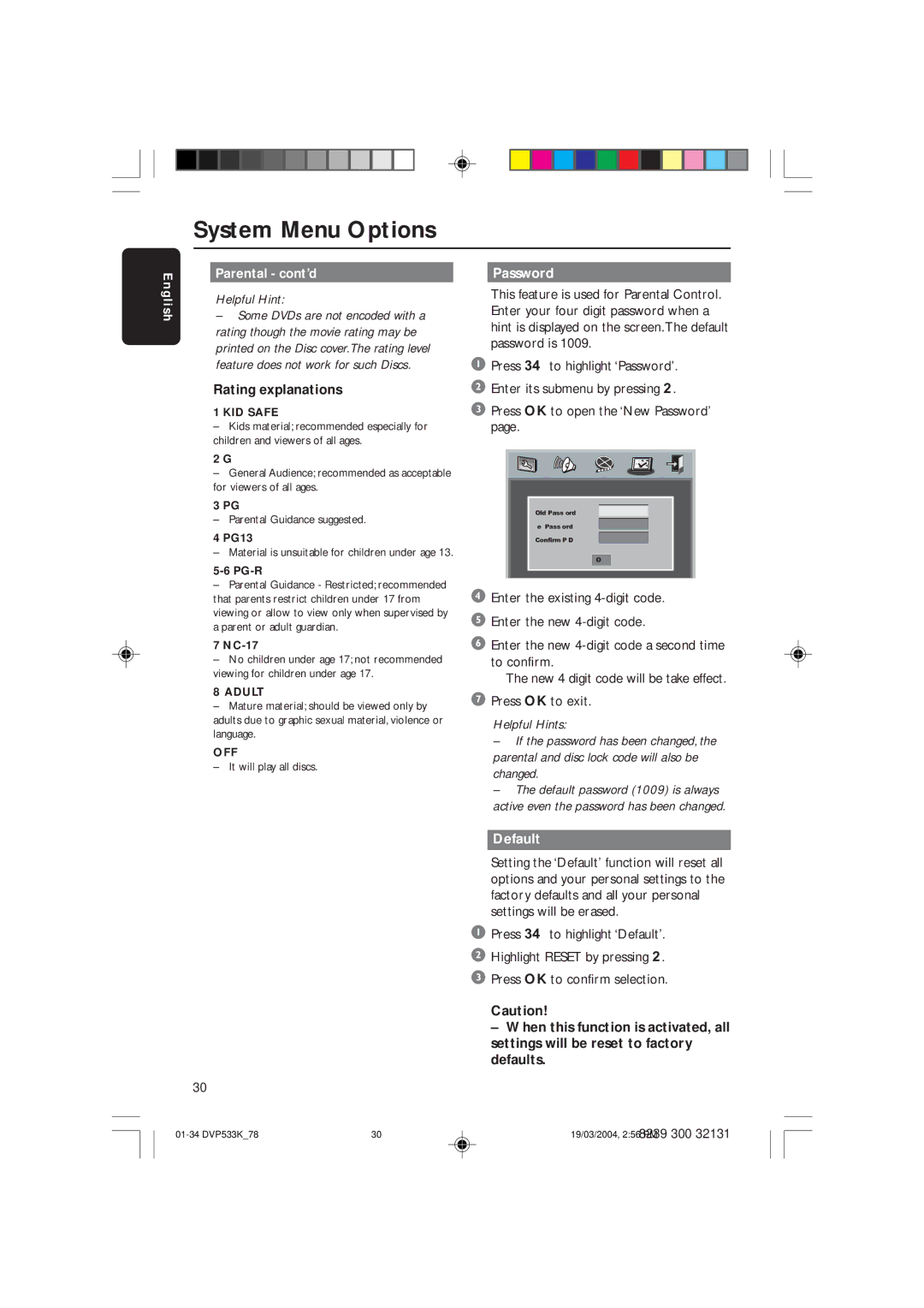 Philips DVP533K/78 manual Rating explanations, KID Safe 