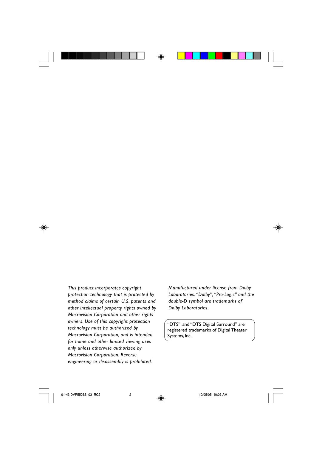 Philips DVP5500S/03 user manual 01-43 DVP5505S03RC2 10/05/05, 1003 AM 