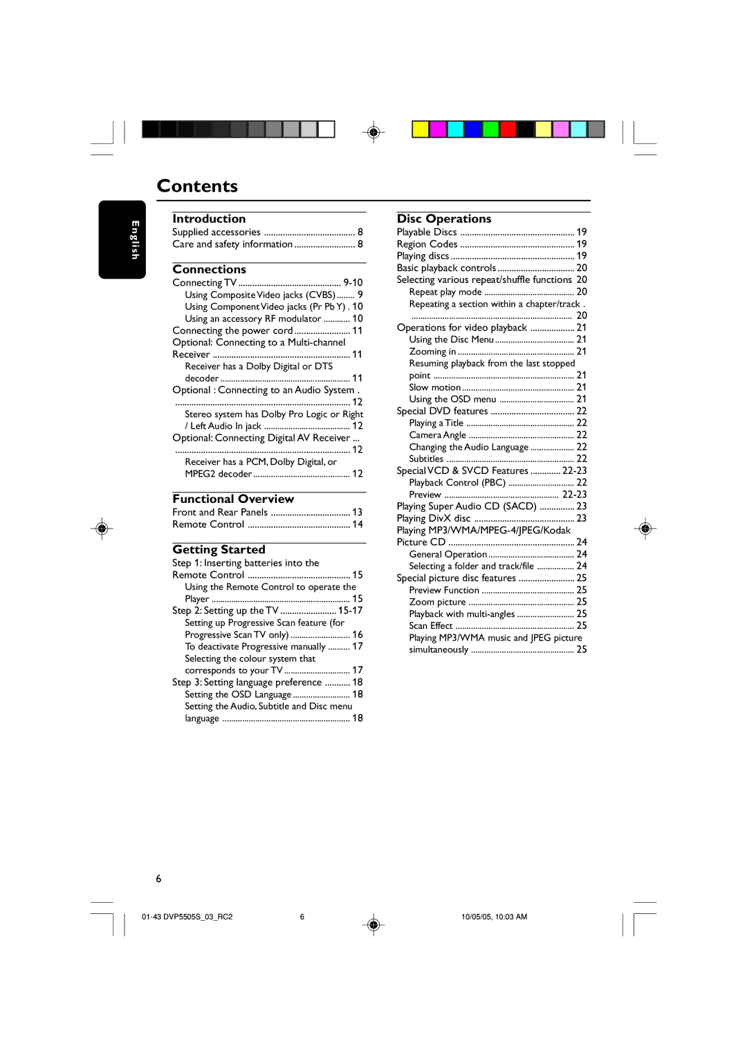 Philips DVP5500S/03 user manual Contents 