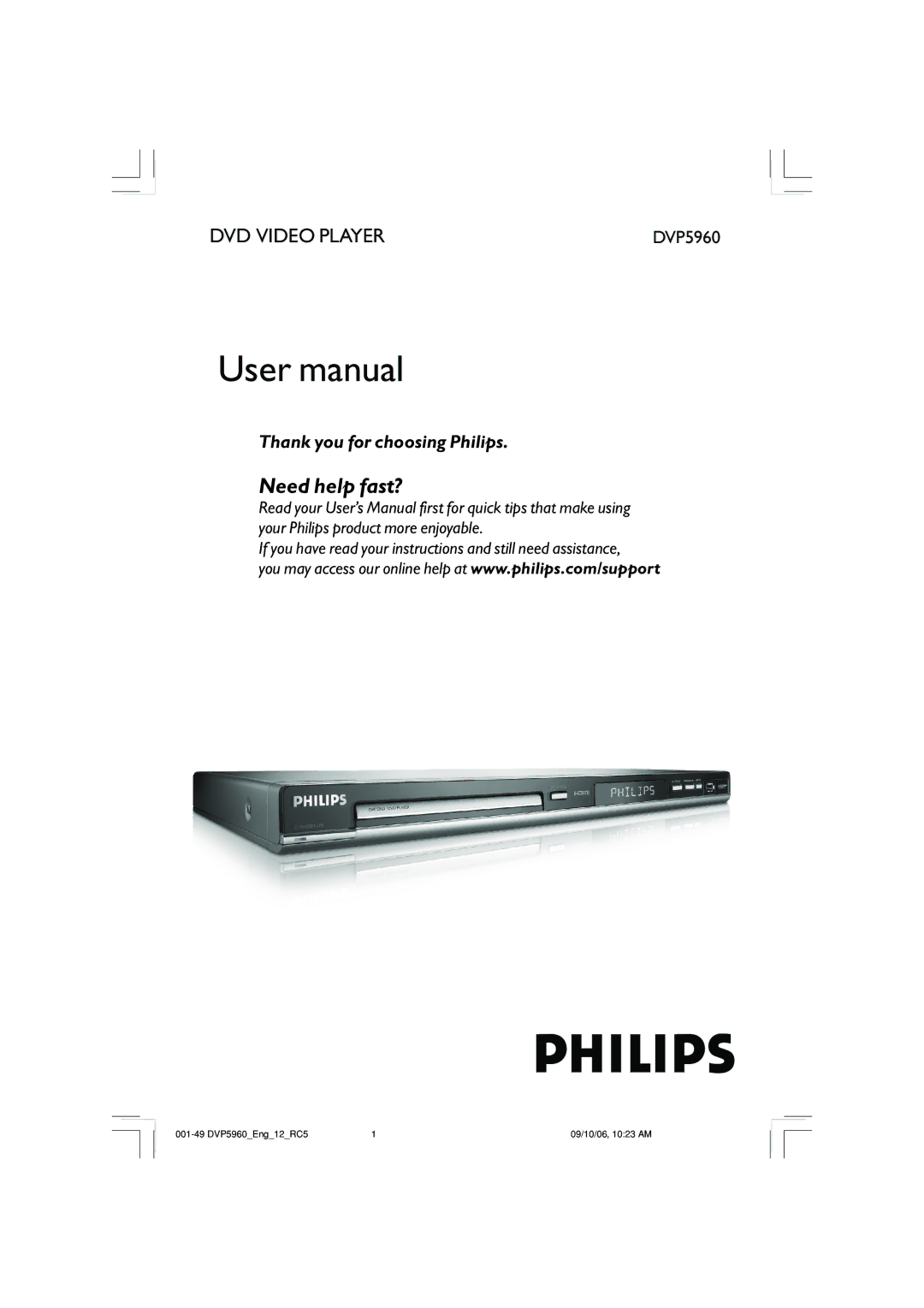 Philips DVP5960 user manual Need help fast? 