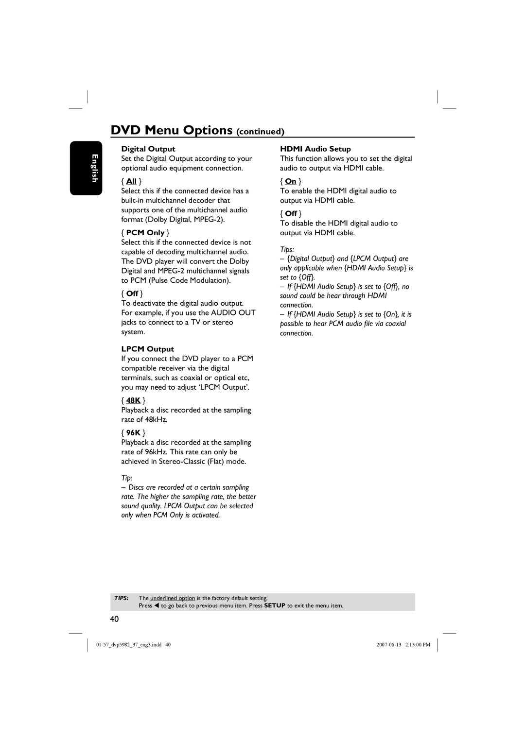 Philips DVP5982 quick start 