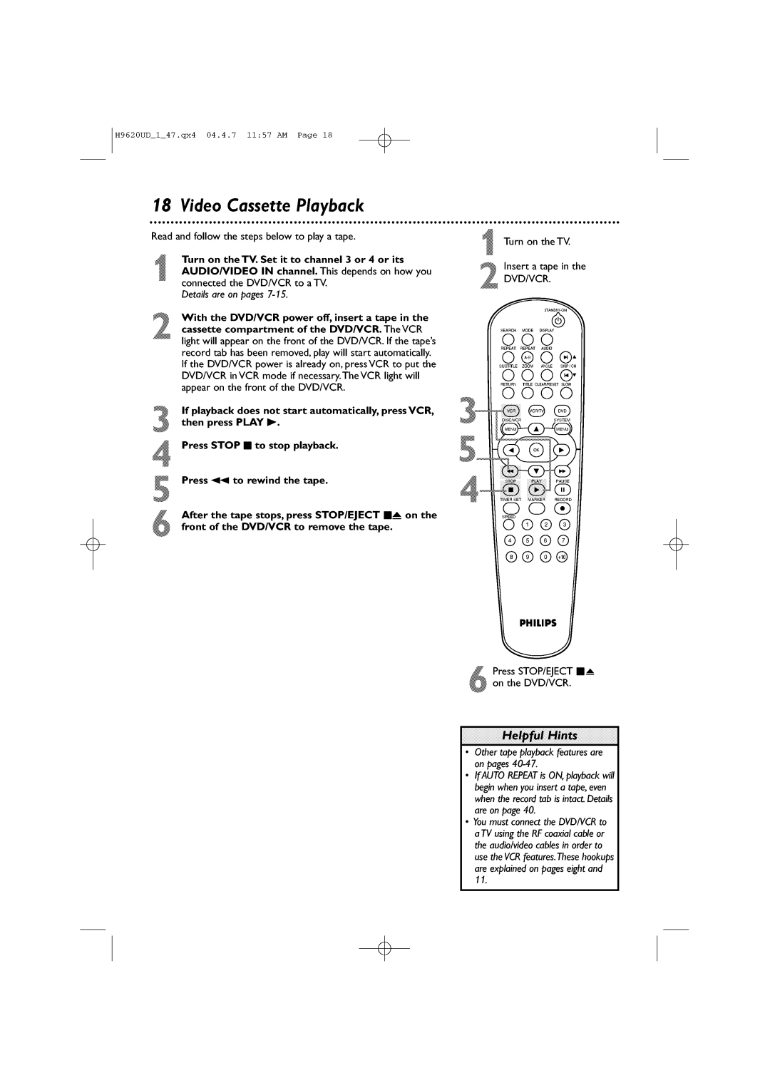 Philips DVP620VR/17 manual 