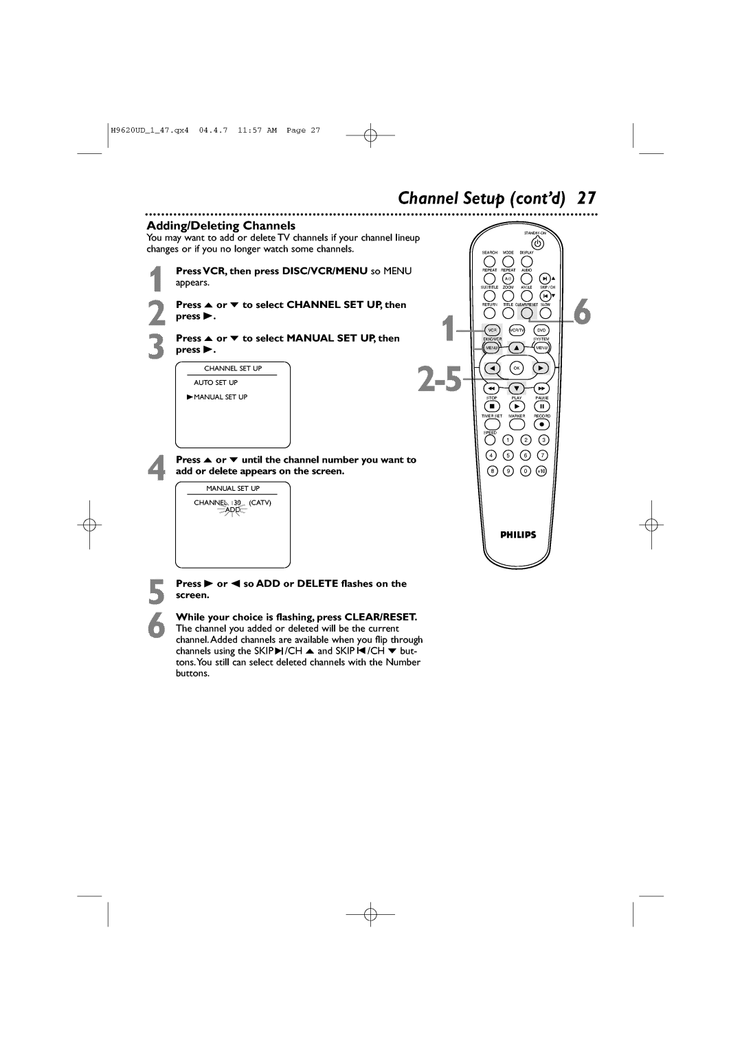 Philips DVP620VR/17 manual 