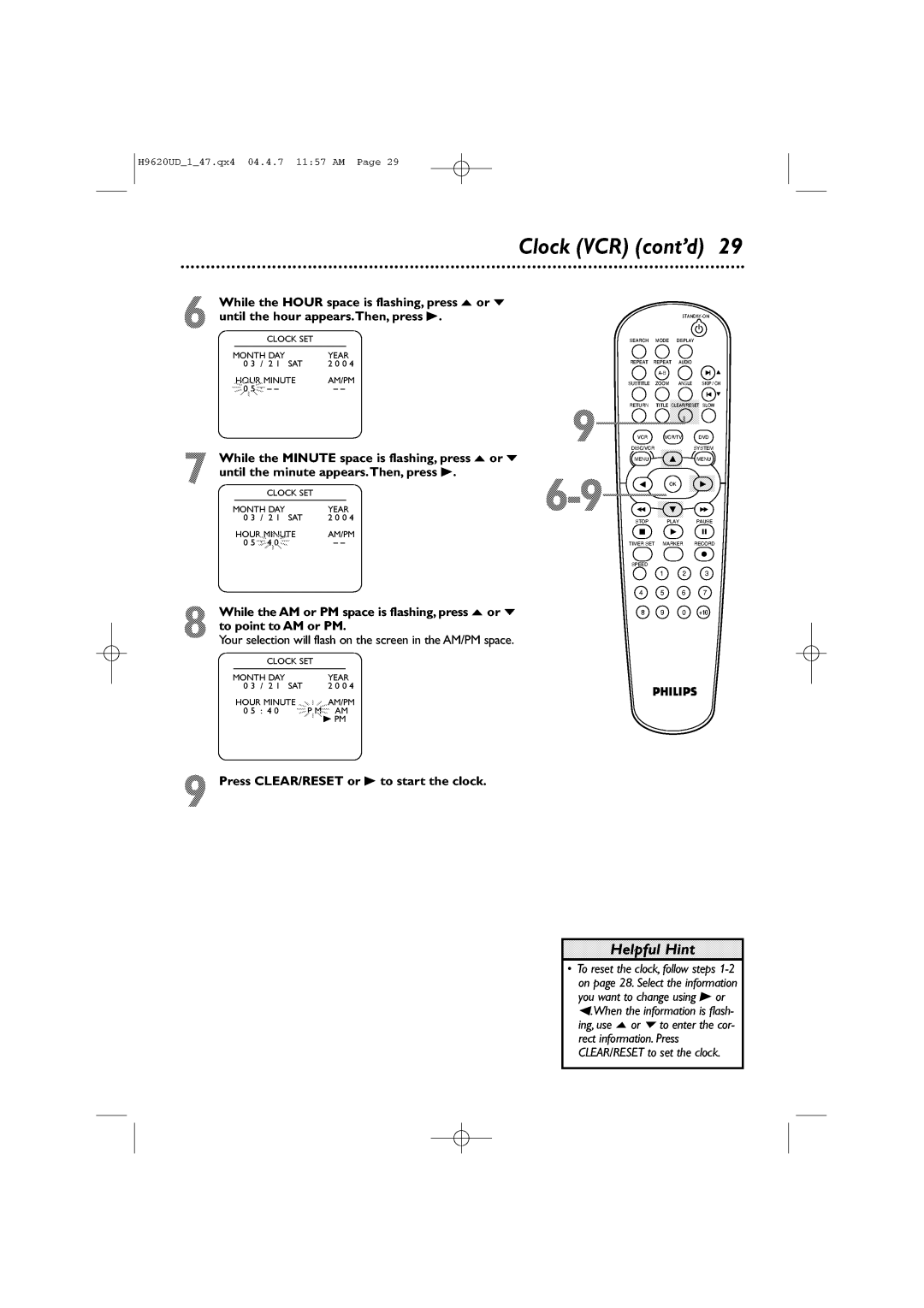 Philips DVP620VR/17 manual 