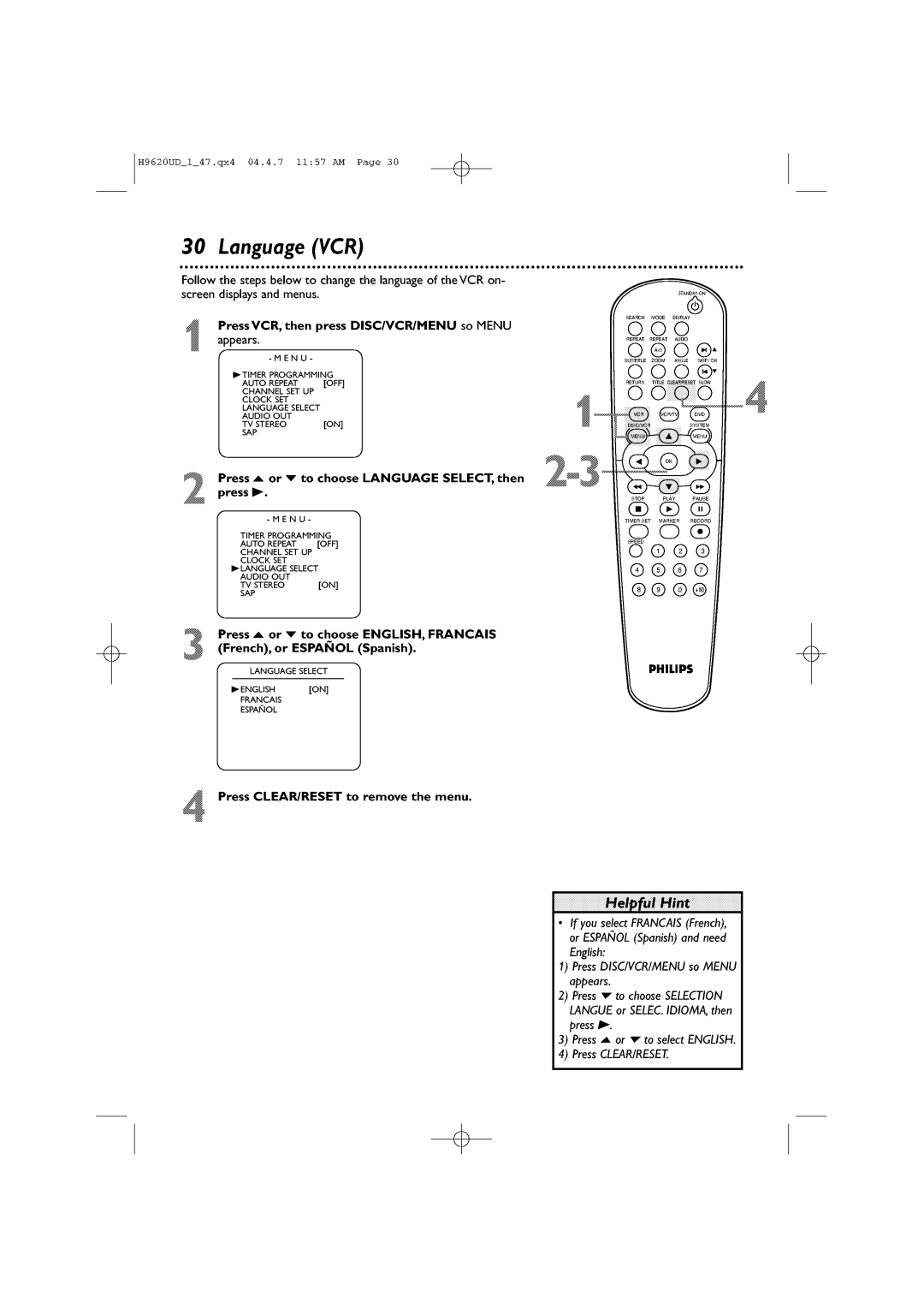 Philips DVP620VR/17 manual 