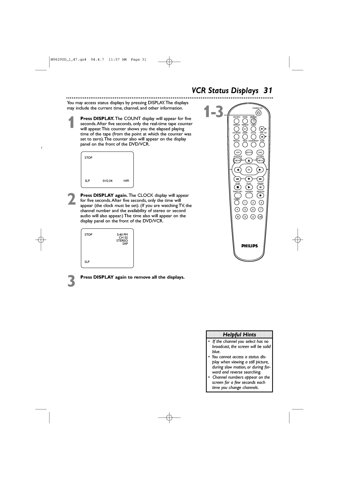 Philips DVP620VR/17 manual 