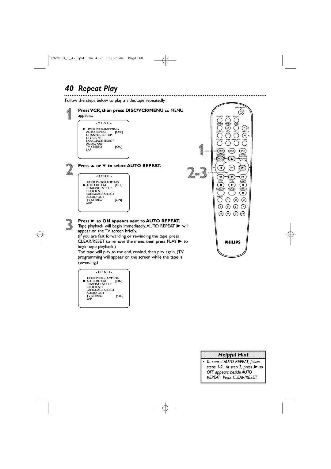 Philips DVP620VR/17 manual 