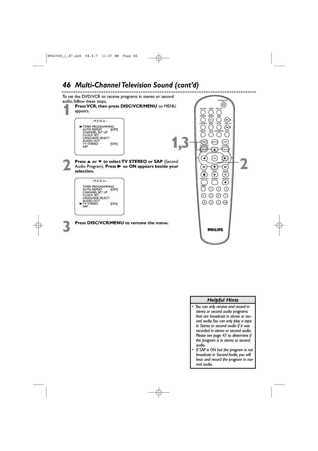 Philips DVP620VR/17 manual 