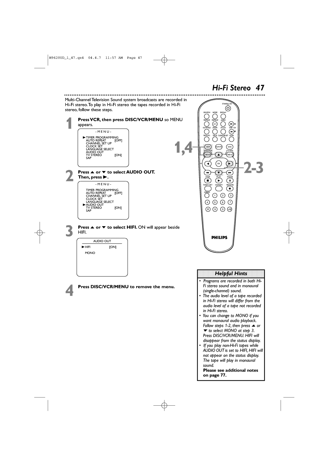 Philips DVP620VR/17 manual 