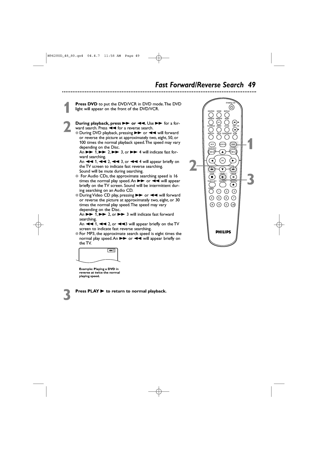 Philips DVP620VR/17 manual 