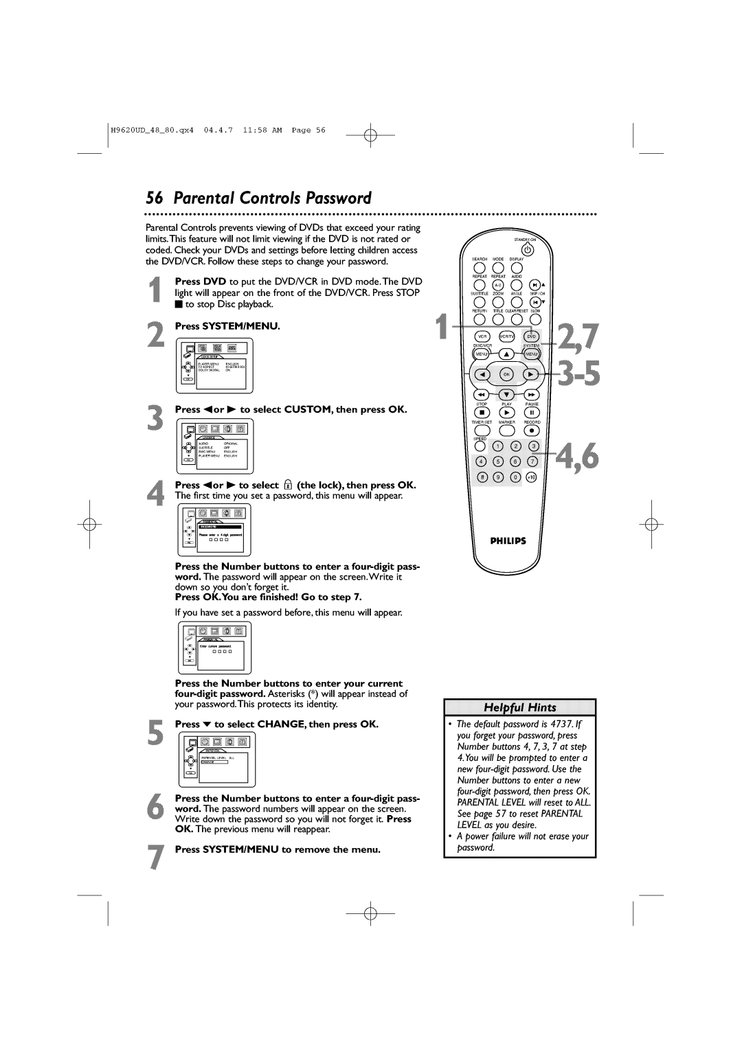 Philips DVP620VR/17 manual 