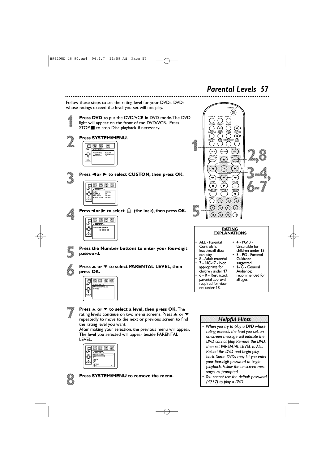 Philips DVP620VR/17 manual 