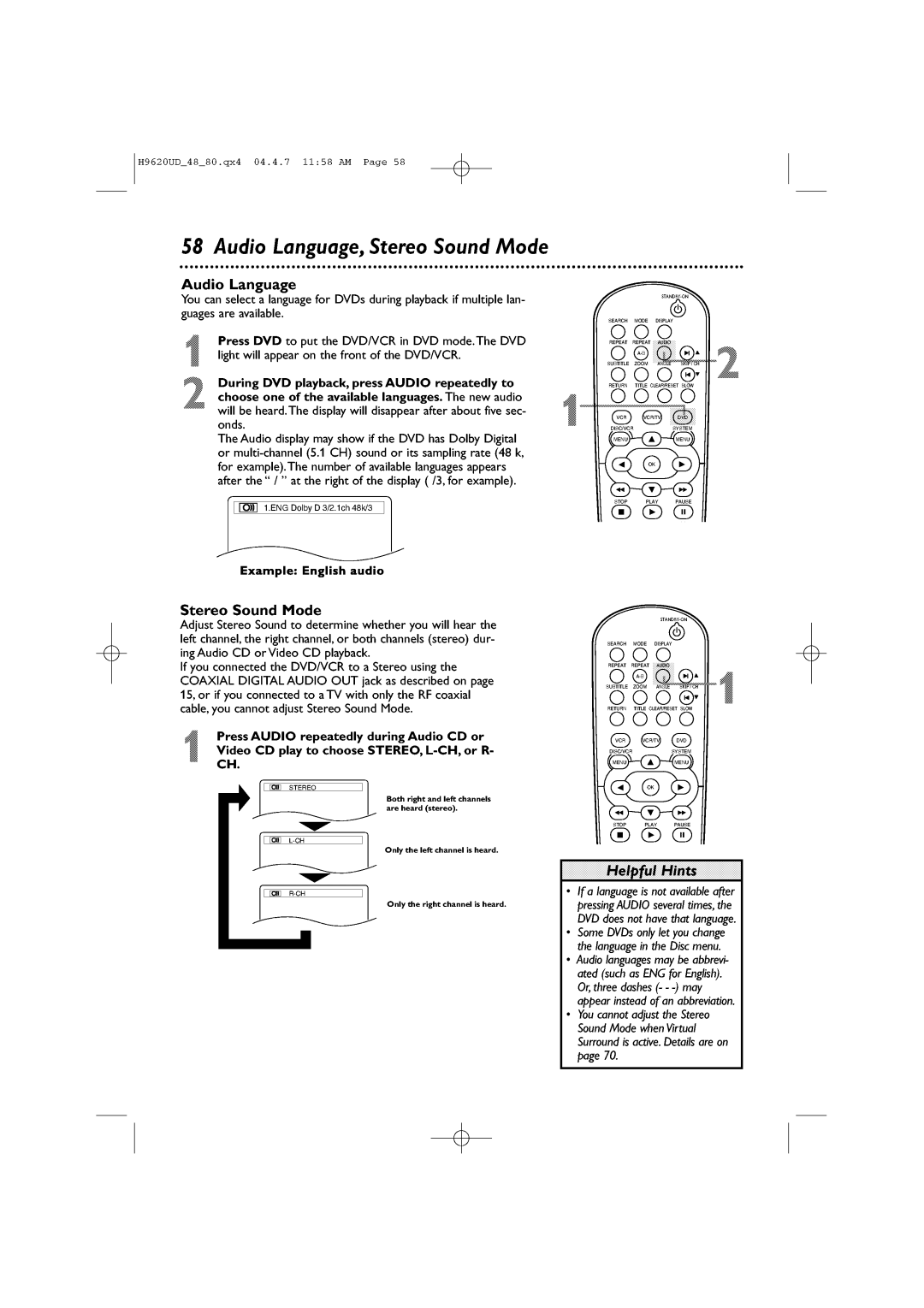 Philips DVP620VR/17 manual 