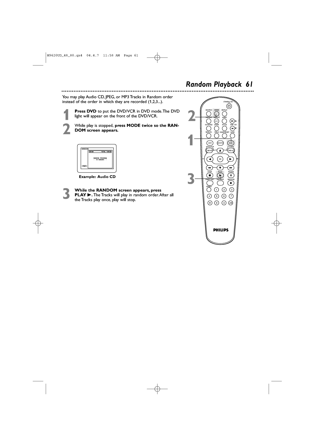 Philips DVP620VR/17 manual 