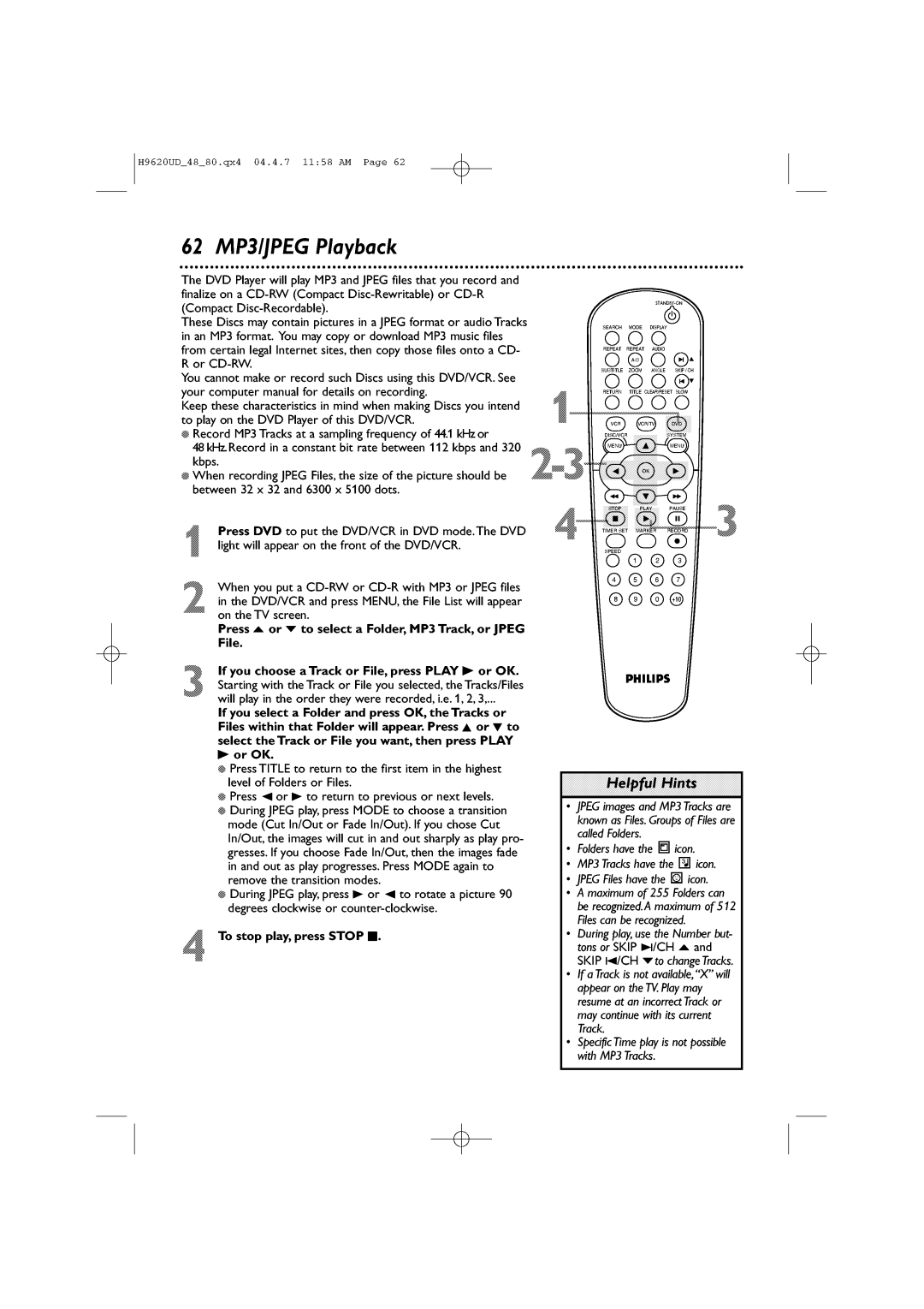 Philips DVP620VR/17 manual 