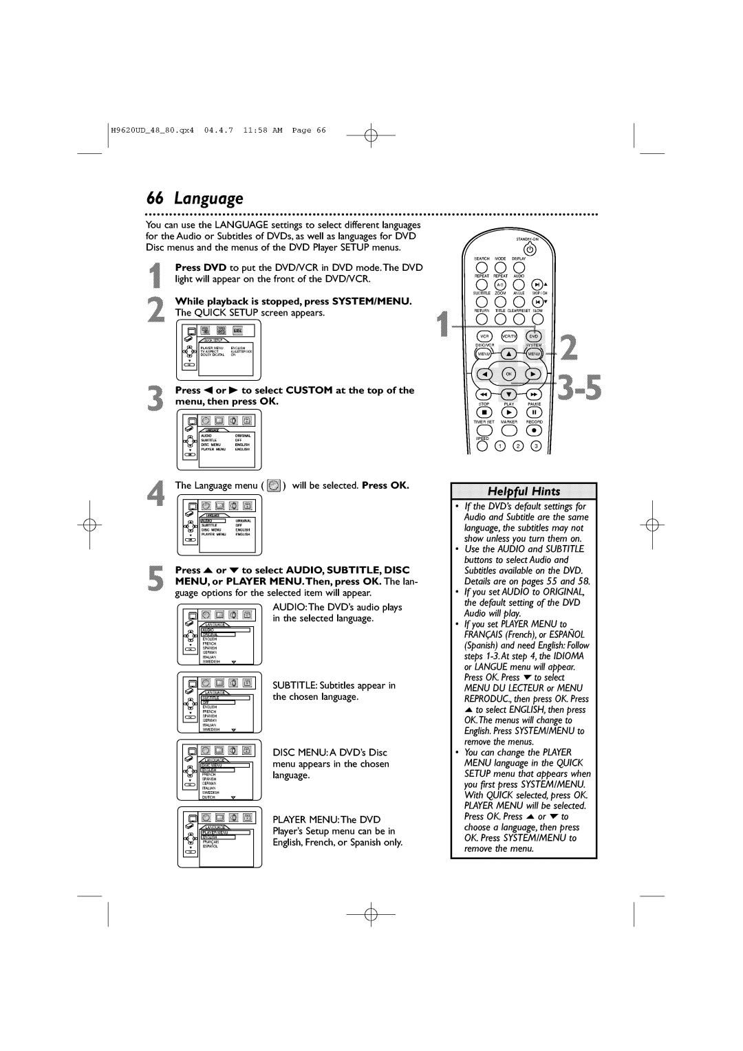 Philips DVP620VR/17 manual 