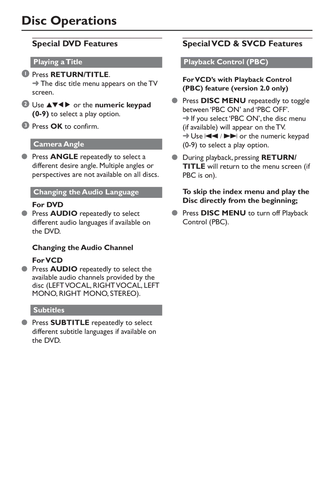 Philips DVP640/17, SL-0347/17-1 warranty Special DVD Features 