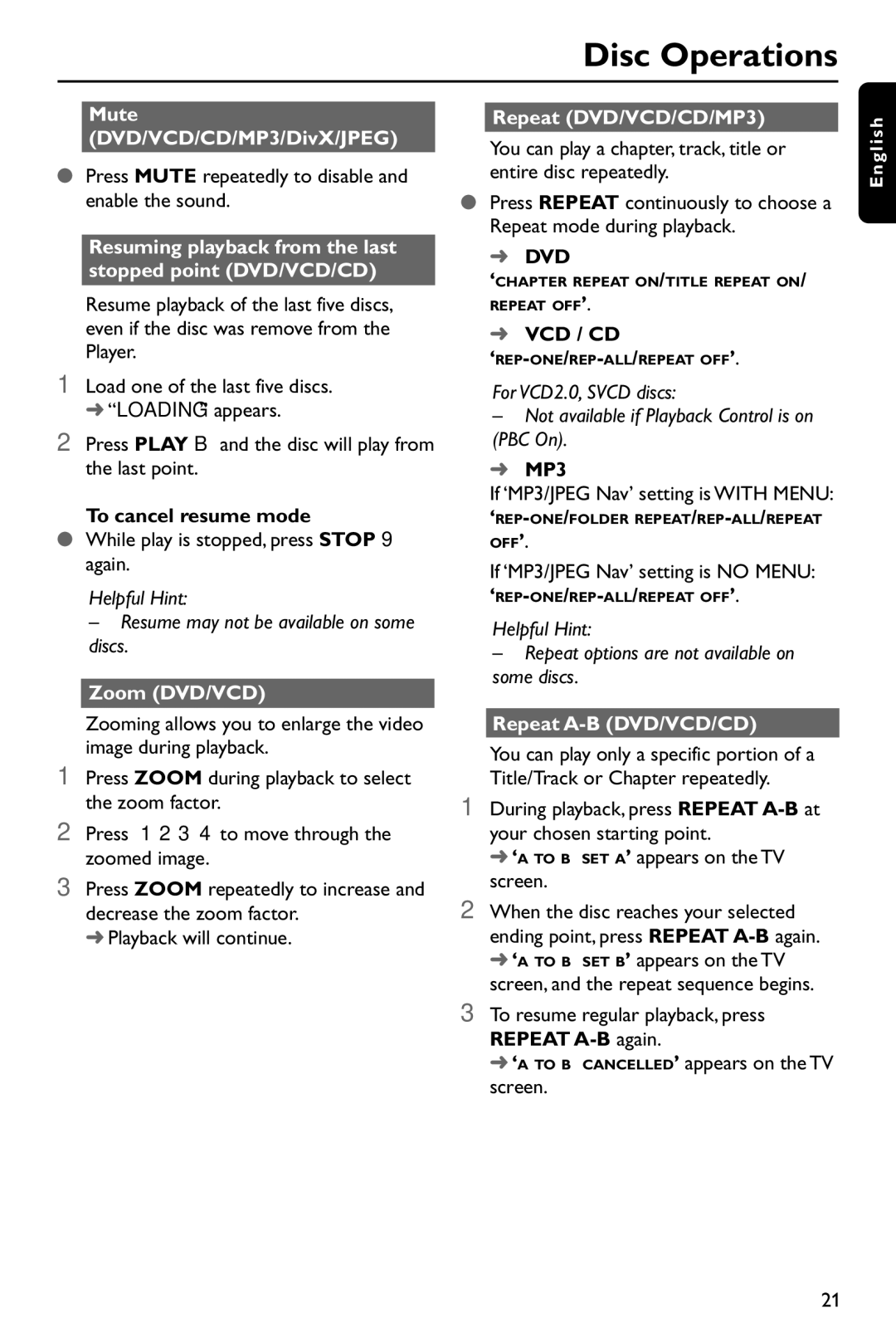 Philips DVP642/37 user manual Dvd 