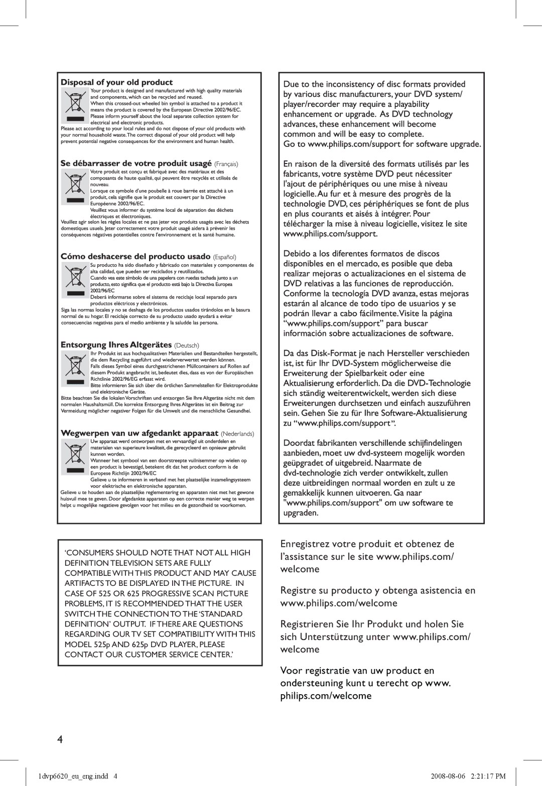 Philips DVP6620/12 manual 1dvp6620eueng.indd 2008-08-06 22117 PM 