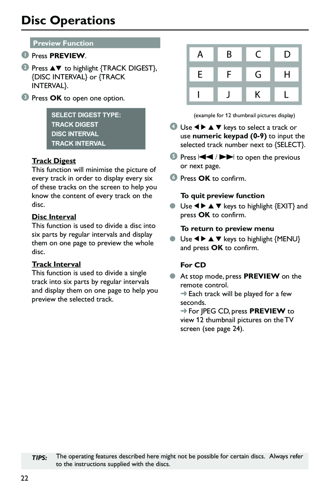 Philips DVP762/05, SL-0433/05-1 user manual Preview Function 