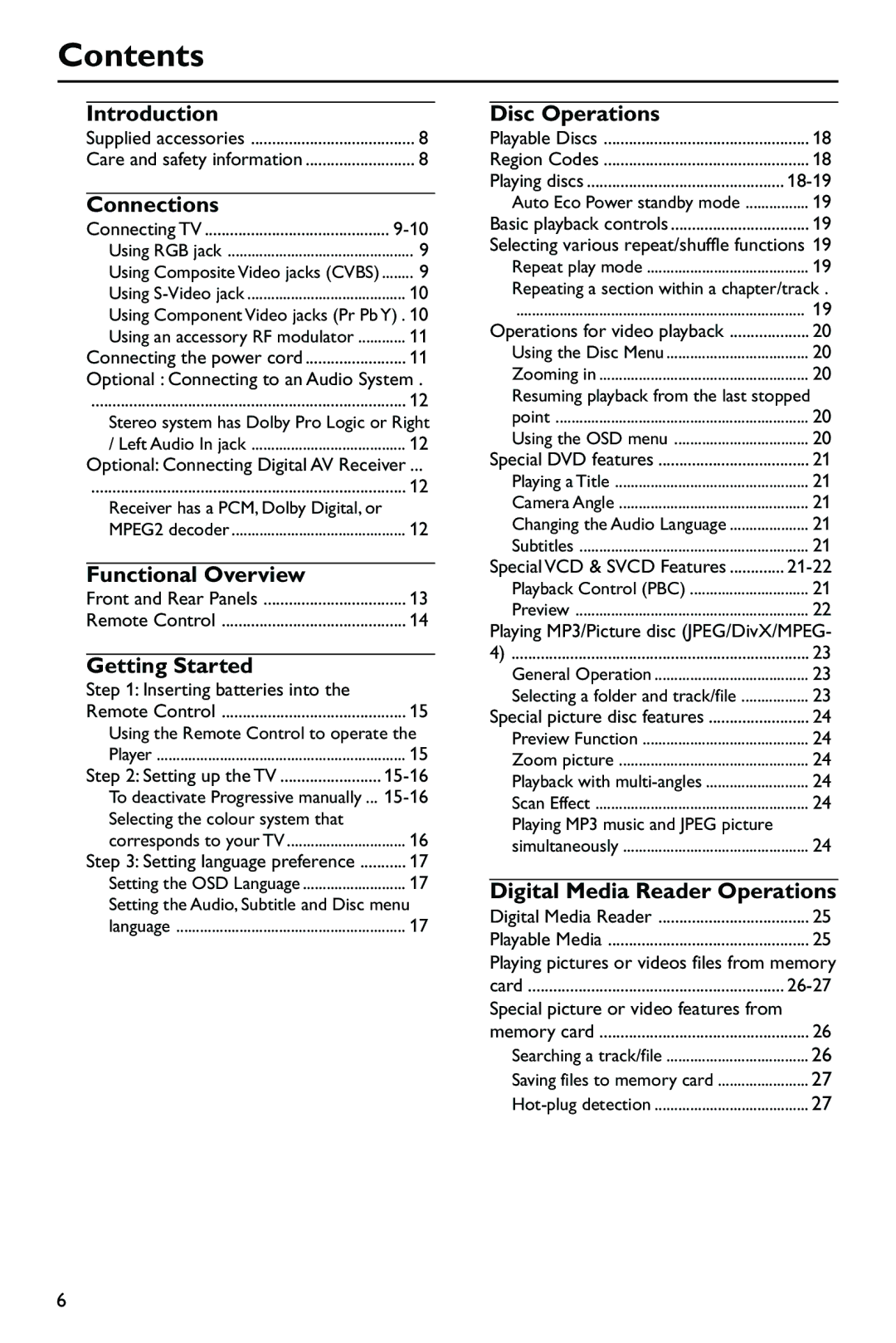 Philips DVP762/05, SL-0433/05-1 user manual Contents 