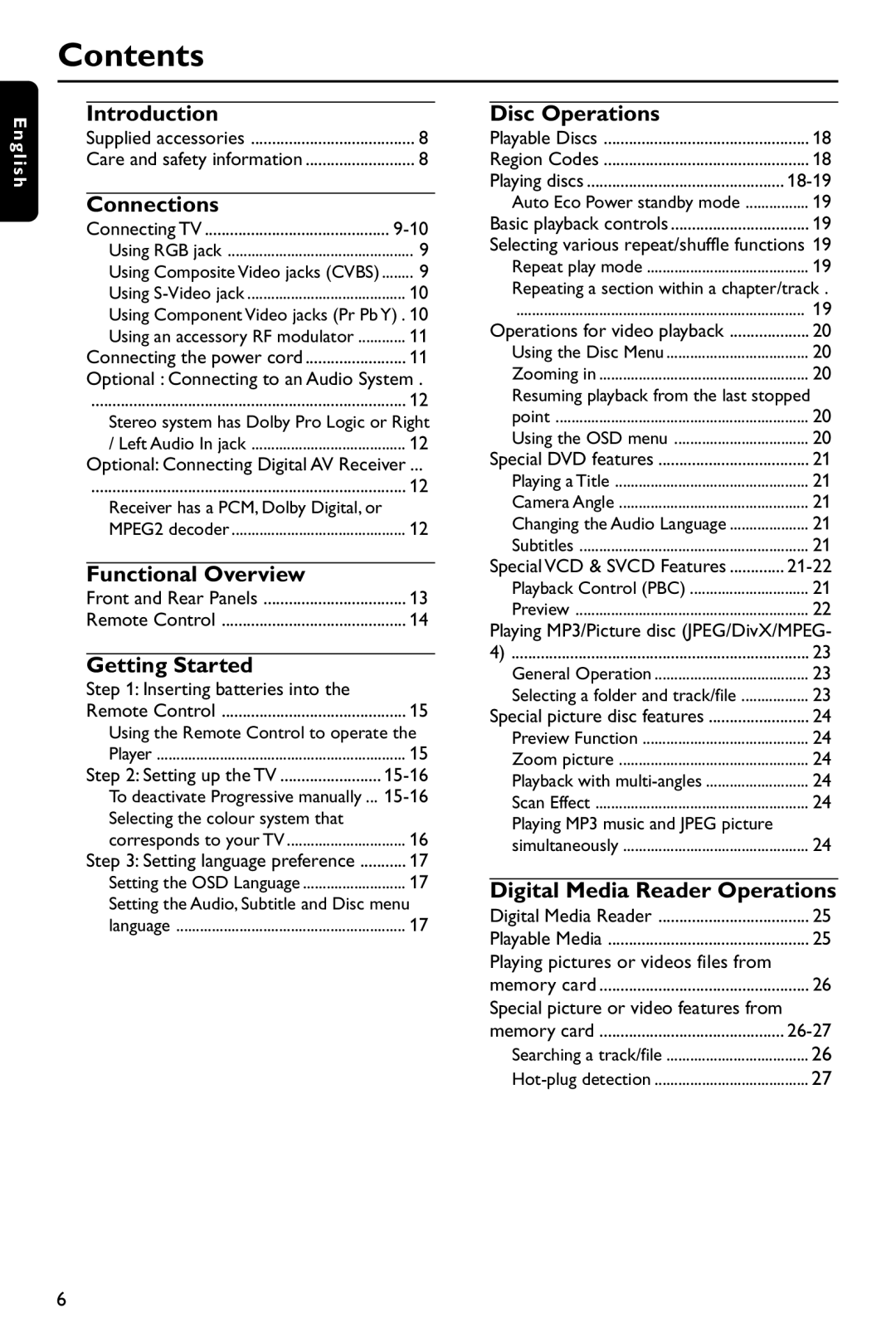 Philips DVP762/75 user manual Contents 