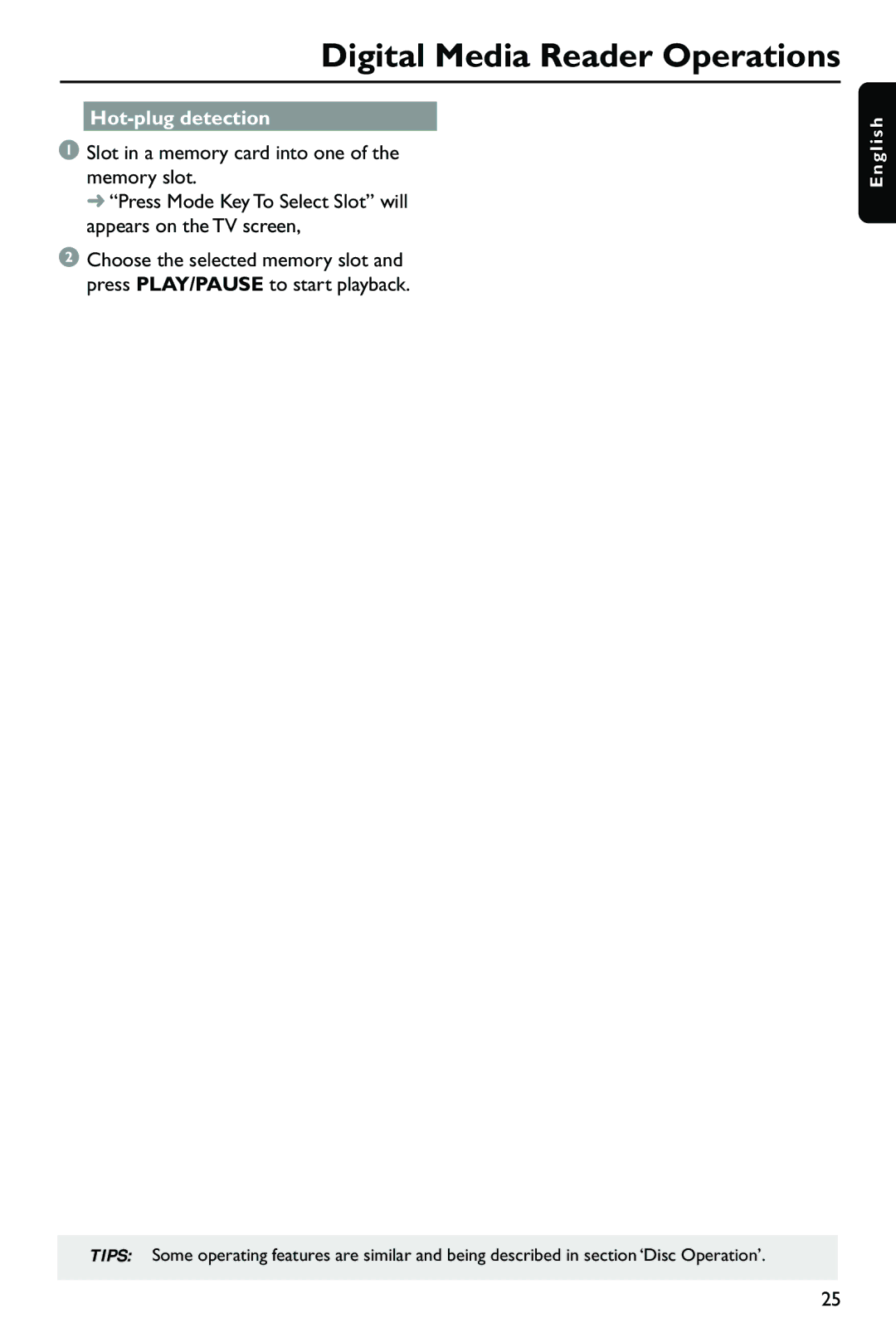 Philips DVP762/78, DVP762/00 user manual Hot-plug detection 