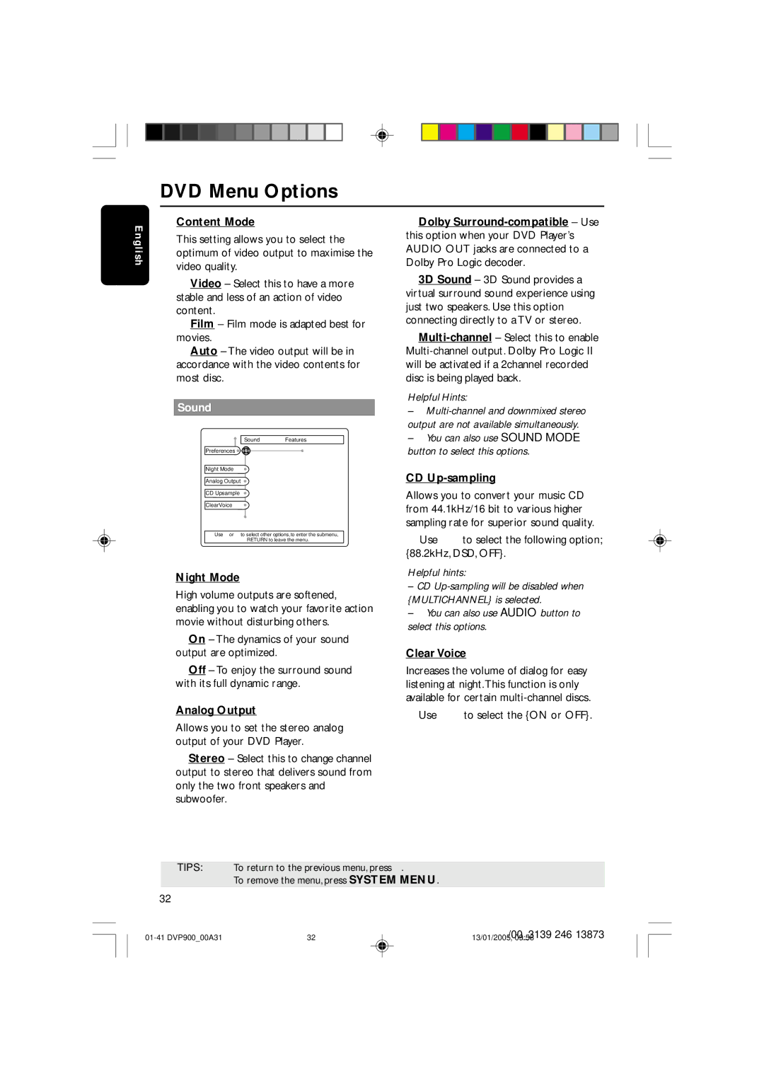 Philips DVP9000S user manual Sound 