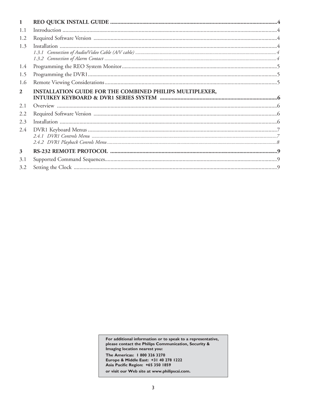 Philips DVR I Series manual Installation Guide for the Combined Philips Multiplexer 