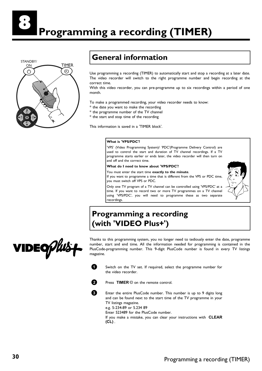 Philips DVR specifications HProgramming a recording Timer, Programming a recording with Video Plus+, What is VPS/PDC? 