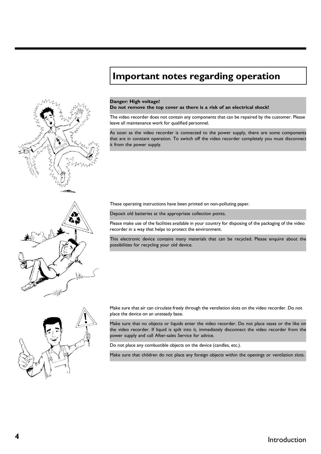 Philips DVR specifications Important notes regarding operation 