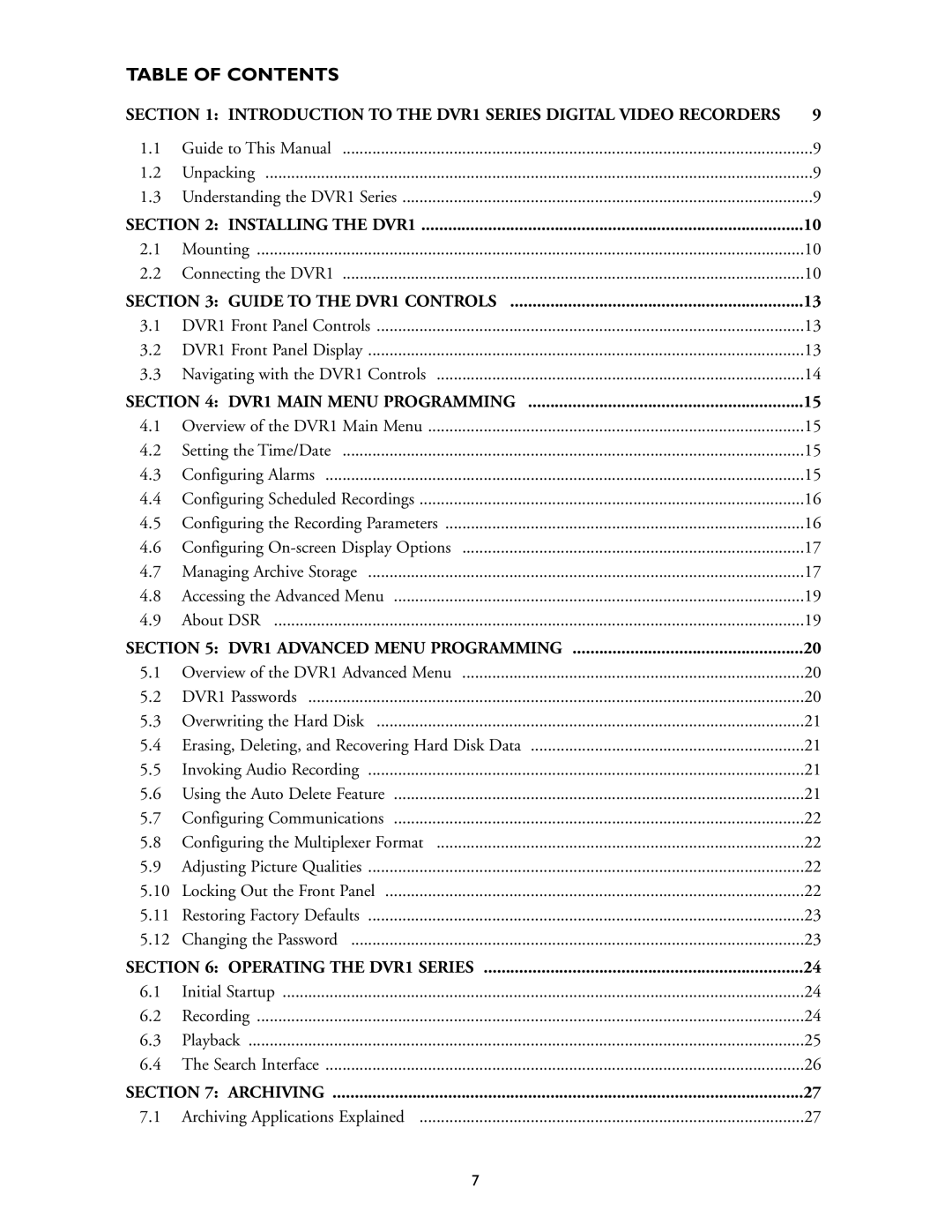 Philips DVR1EP08, DVR1EP32A, DVR1EP16 installation instructions Table of Contents 