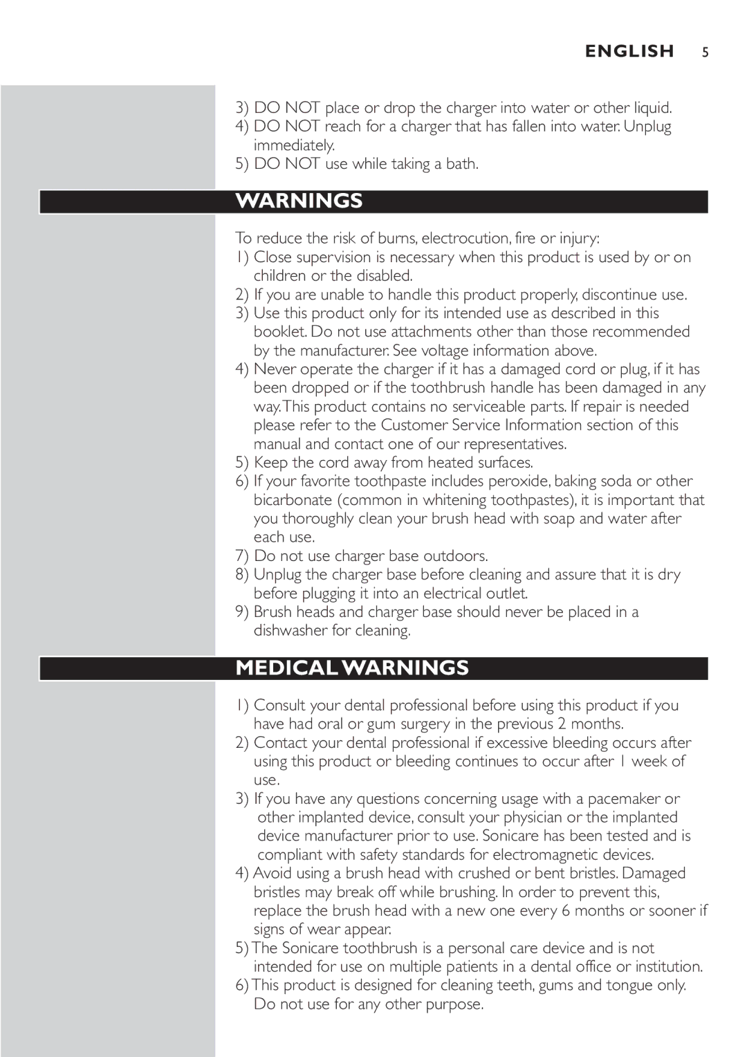 Philips e7000 Series manual Medical Warnings, English 