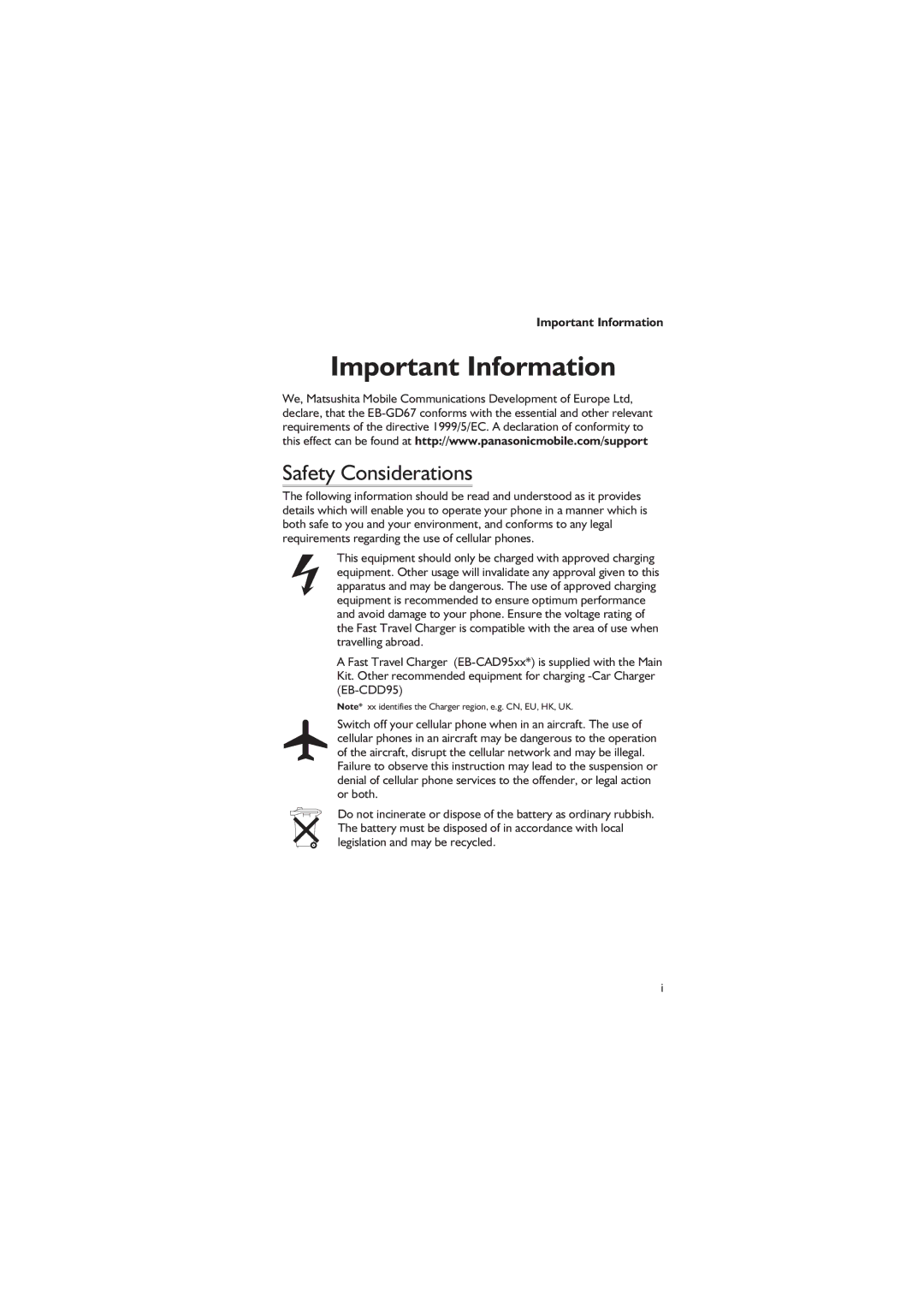 Philips EB-GD67 operating instructions Important Information, Safety Considerations 