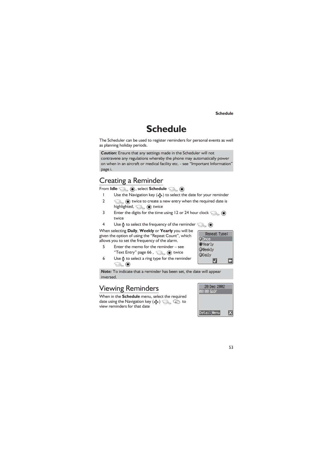 Philips EB-GD67 operating instructions Schedule, Creating a Reminder, Viewing Reminders 