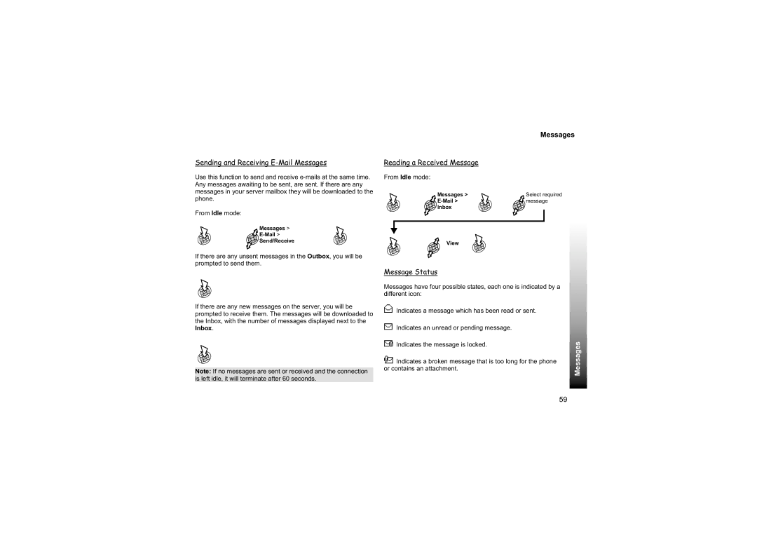 Philips EB-GD87 manual Sending and Receiving E-Mail Messages, Messages Mail Send/Receive 