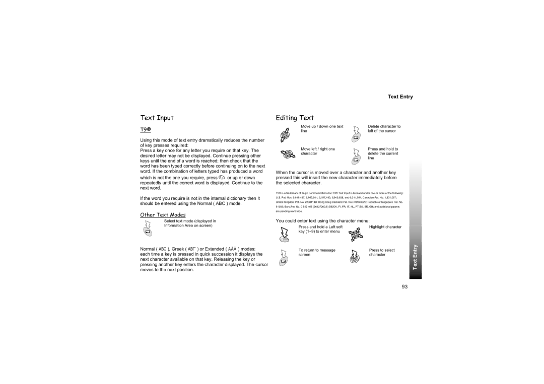 Philips EB-GD87 manual Text Input, Editing Text, Other Text Modes 