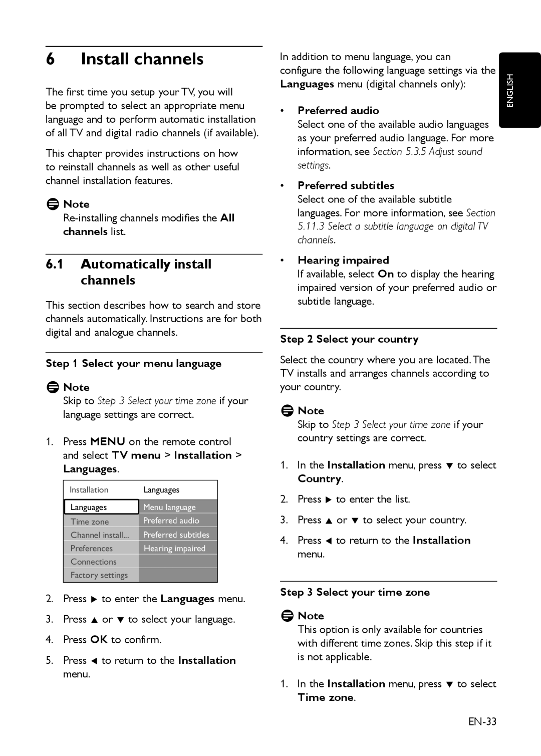 Philips EIP-4500 user manual Install channels, Automatically install channels 