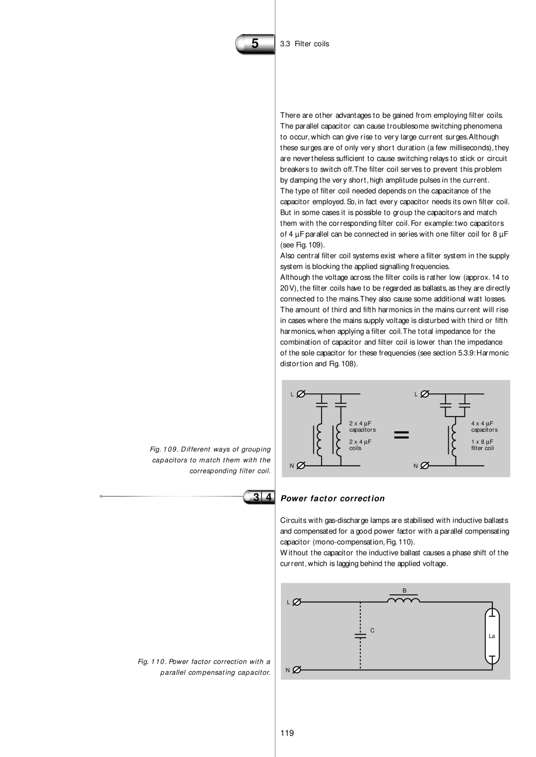 Philips Electromagnetic Lamp manual Power factor correction, 119, Filter coils 